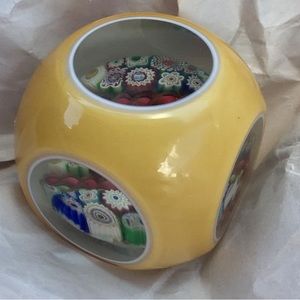 Murano Millefiori Paperweight -Yellow